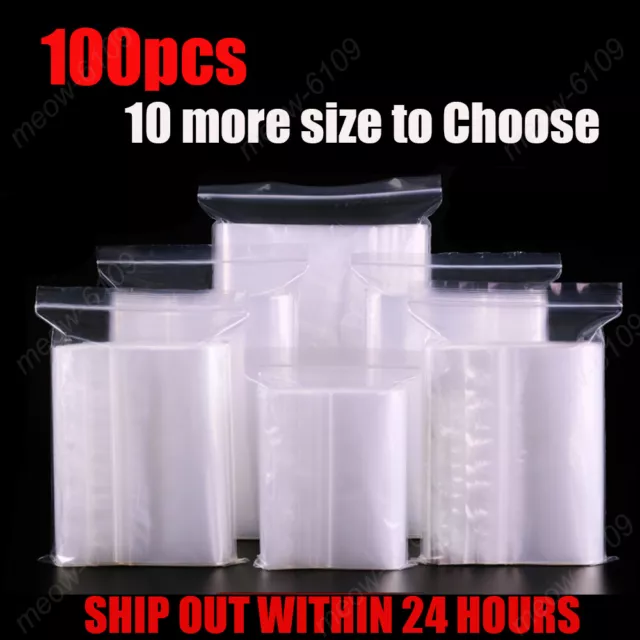 100 2 x 3 Clear Reclosable Zip Seal Bag Plastic 2 Mil Lock Bags Jewelry  Zipper