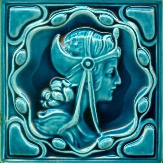 German Art Nouveau Vintage Ceramic Tile Rare Reproduction Fliese Majolica