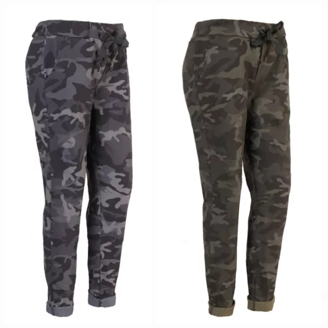 Italian Camouflage Print Elasticated Magic Pants Trousers Joggers