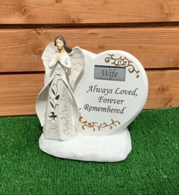 Praying Angel with Gold Flowers, & Verse LED Light WIFE memorial ornament