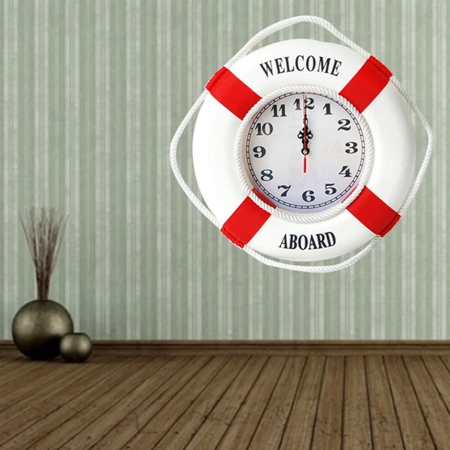 Lifebuoy Wall Clock Decorative Wall Clocks Home Decor Sailboat Decor Beach 2