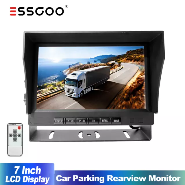 ESSGOO 7" Color TFT LCD Car Monitor Screen For Rear View Reverse Backup Camera