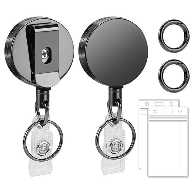 Lot 50 Enrouleurs Badges Rétractables Xinfedi - Cordon 66cm Avec Mousqueton Et Clip | Porte-Carte ID Professionnel
