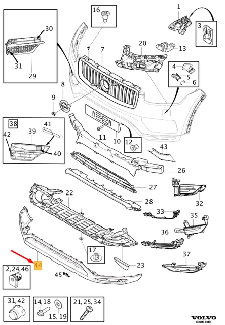 VOLVO XC90 MK2 Avant Pare-Choc Bas Protection Plaque 31650305 Neuf Original