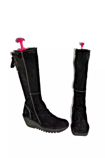 FLY LONDON Yulo black suede knee zip up boots UK size 5. EU 38. Boxed 46.99 PicClick UK