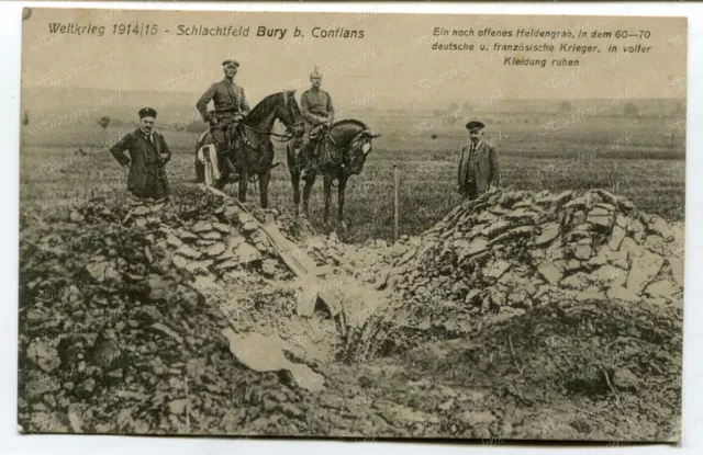 AK Weltkrieg 1914/15 Schlachtfeld Bury b. Conflans , gelaufen als Feldpost (593)