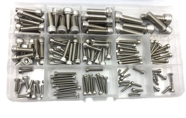 135pcs Metric M2.5 M3 M4 M5 M6 M8 304 Stainless Steel Hex Socket Head