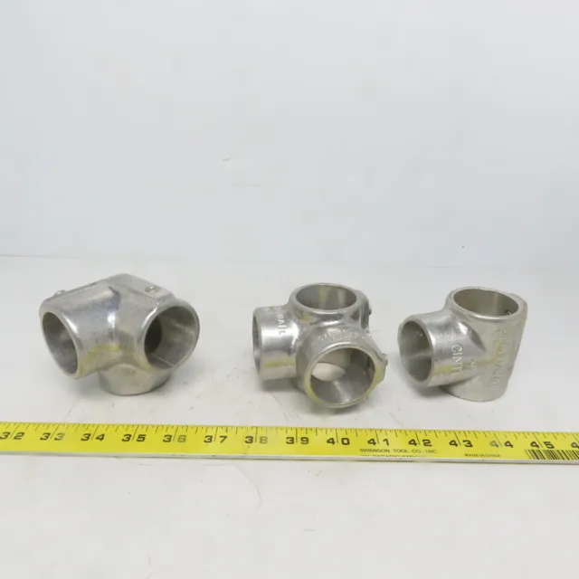 Speed Rail Cast Aluminum 1-1/4" 90° Elbow Tee & Cross 1.70" O.D. Pipe Lot of 3