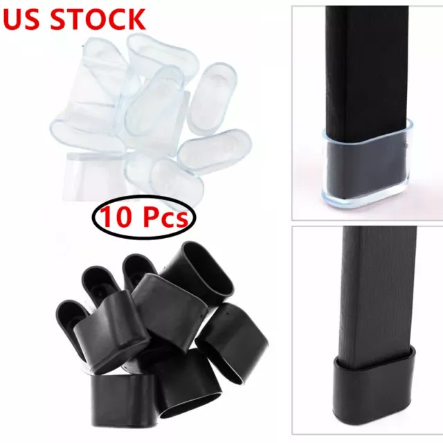 US 10Pcs Oval Shape Furniture Table Chair Leg End Caps Covers Floor Protector