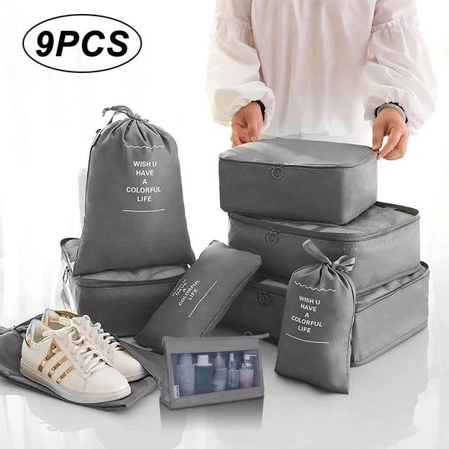 9 tlg Packing Cubes Reise Koffer Organizer Set Packwürfel Reisekoffer Taschen DE