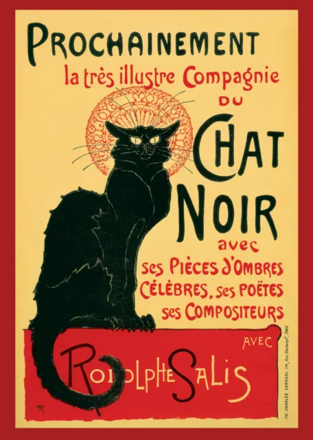 Vintage print art French Poster black CAT deco painting 36" x 24" not canvas