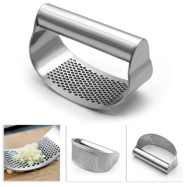 JOYWE Presse-ail à Bascule, 304 Acier Inoxydable Hachoir à Ail Broyeur Professionnel Cuisine Gadgets Hachoir Ail