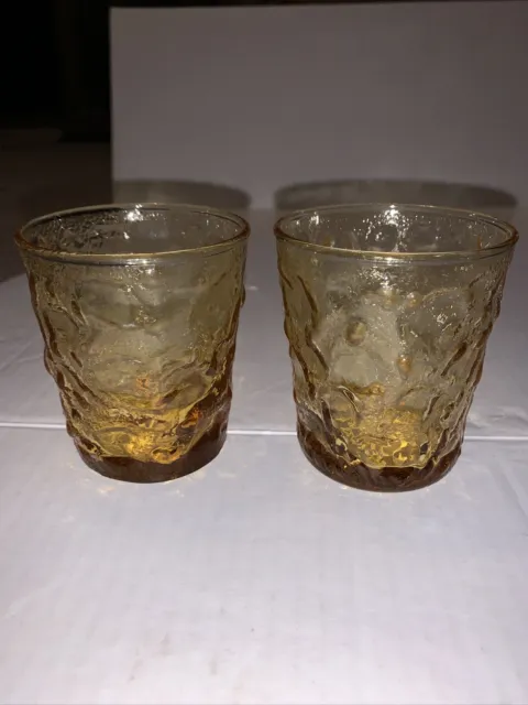 Anchor Hocking Lido Milano Gold Amber Juice Glasses Set Of 2