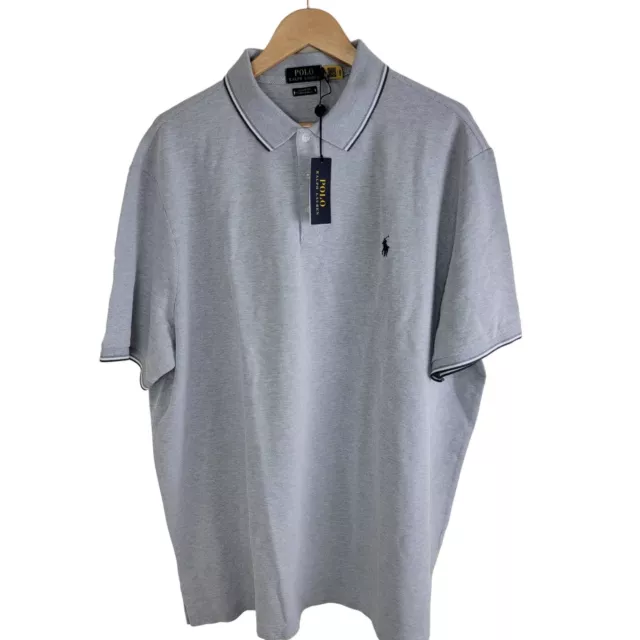 POLO RALPH LAUREN Mens Tipped Collar Polo Shirt size XXL Gray Classic ...