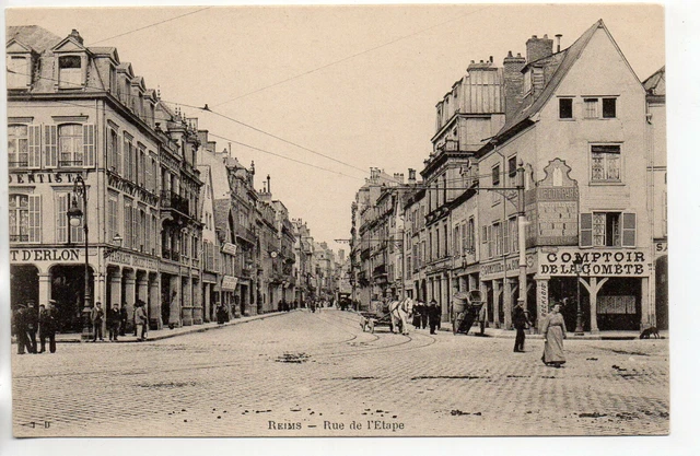 REIMS - Marne - CPA 51 - Les rues - rue de l' Etape - Comptoir de la Comete