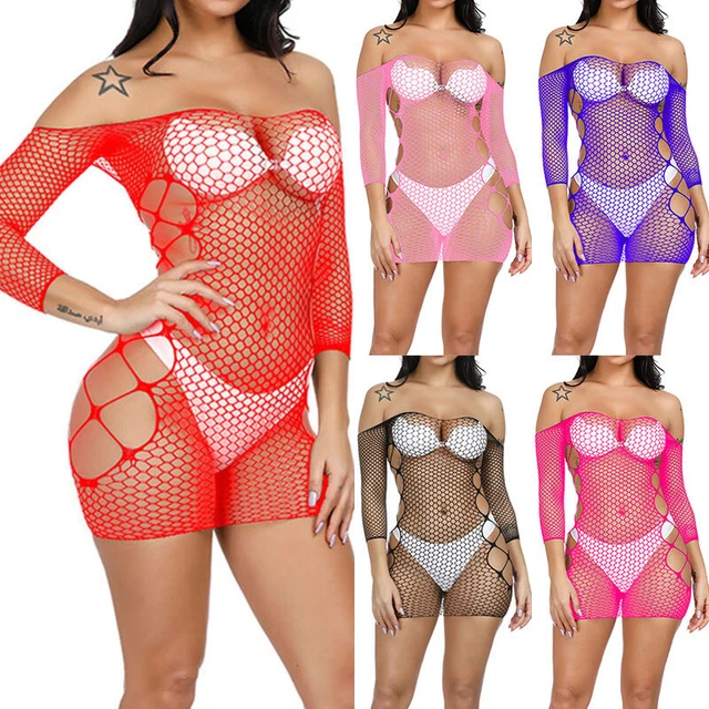 Robe Résille Rouge Bodystocking – Maille, Style Festival – Taille Regular