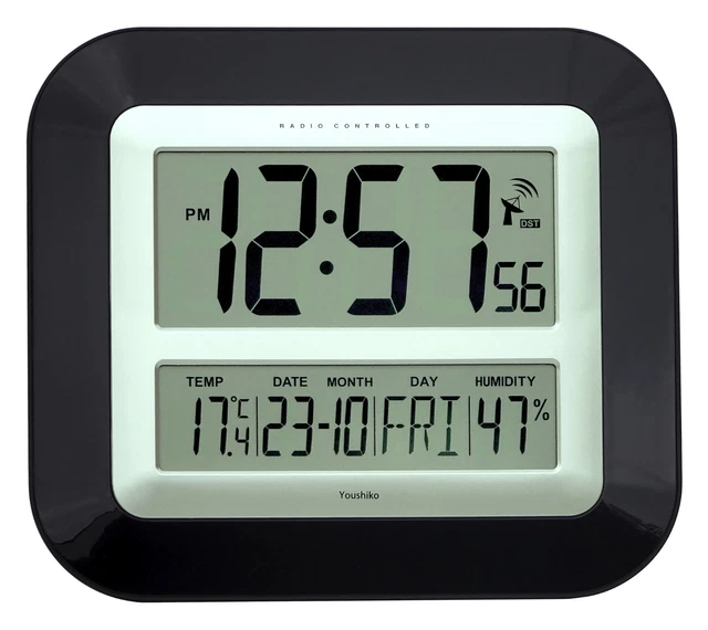 JUMBO LCD RADIO Controlled Wall Clock with Temperature and Humidity