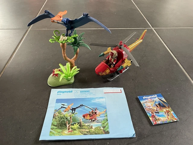 Playmobil 9430 - Hélicoptère Avec Figurine Et Ptéranodon - Jouet Dinosaure