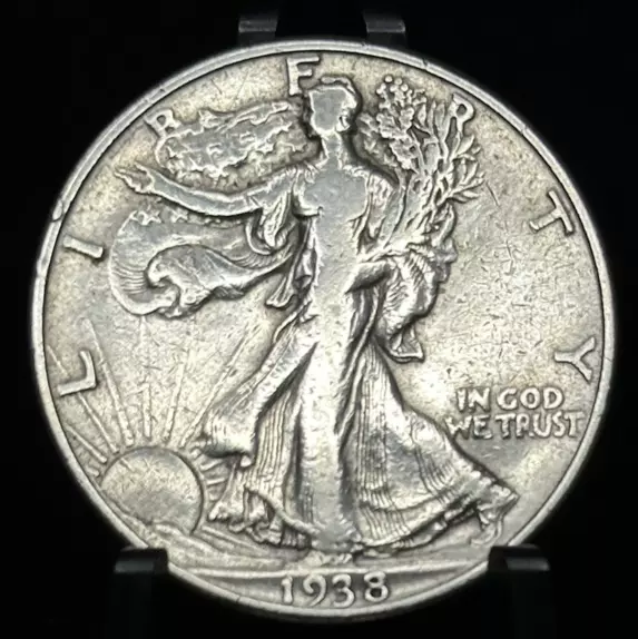 1938 D Silver Walking Liberty Half Dollar 50C Fifty Cents Coin