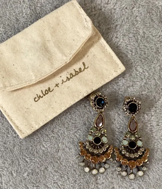Chloe + Isabel Chandelier 2” Drop Post Earrings Navy Peach