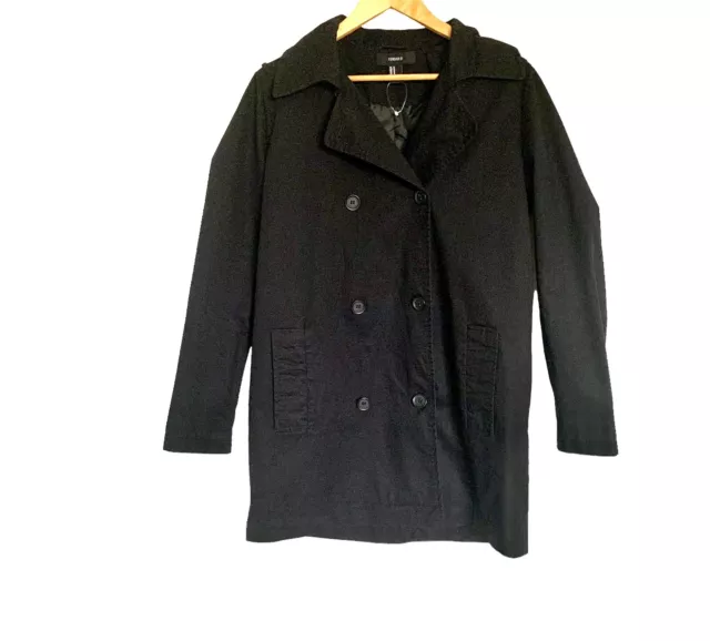 Forever 21 Coat Womens Medium M Cotton Black Long Sleeves Button Collar Jacket