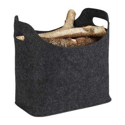 Contenitore Porta Legna Navaris Cesto Borsa portalegna in Feltro per Oggetti Plaid riviste Pallet AntiGraffio per Pavimenti delicati Grigio 