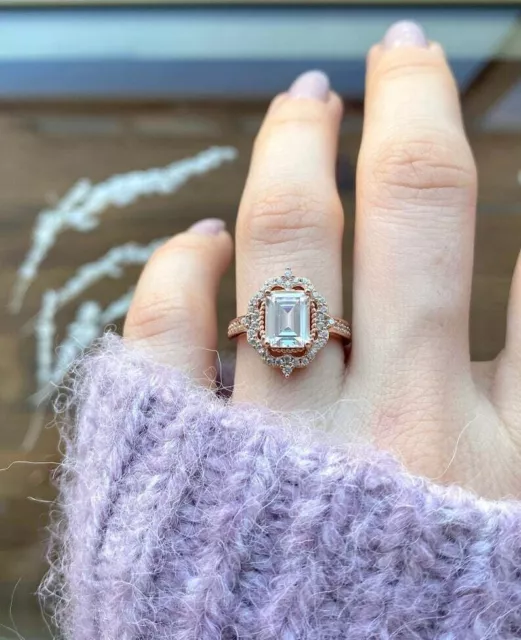 3.20Ct Baguette Cut Lab-Created Diamond Women's Ring 14k Rose Gold Plated