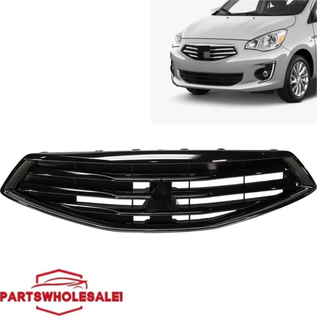 For 2017-2020 Mitsubishi Mirage Sedan G4 Front Upper Grille Gloss Black 6402A377