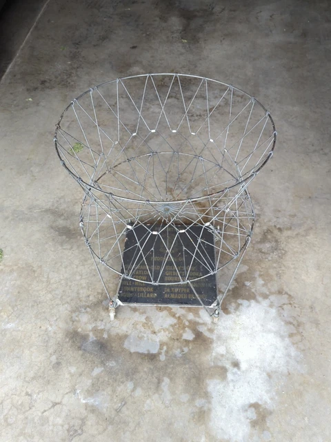Vintage MCM Collapsible Folding Wire Basket Metal Laundry National Distillers Ad