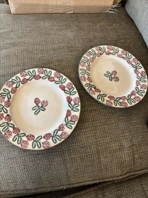 SET OF 2 NICHOLAS MOSSE 7 3/8 “ DESSERT PLATES Raspberry RETIRED