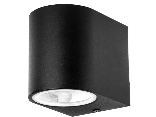 Applique Lampada Da Parete Circolare Attacco GU10 IP44 Carcassa Nera Illuminazio