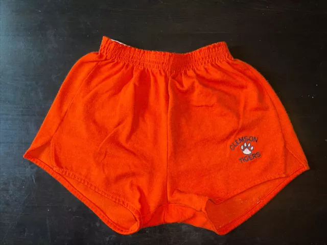 Vintage 1980s Clemson Tigers Orange Russell Athletic Shorts XS 2.5” Inseam