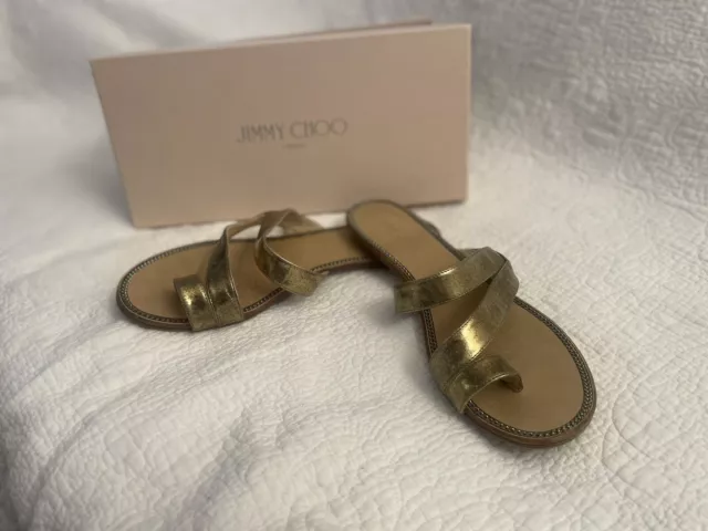 Jimmy Choo Sandals GOLD BRUSHED MIRROR LEATHER