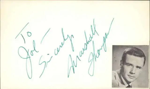 Marshall Thompson D.1992 Actor Wagon Train Signed 3" x 5" Index Card