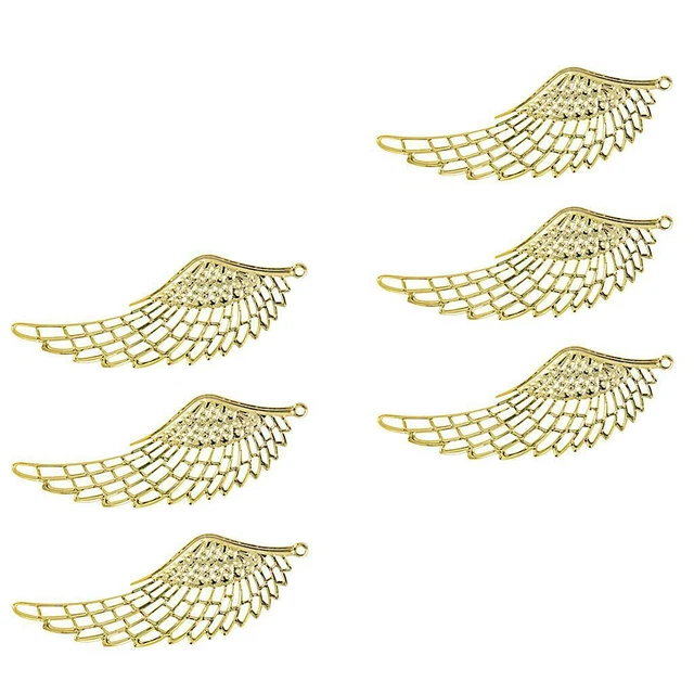 6 Stück Engelsflügel Charms Anhänger DIY für Schmuck machen und basteln