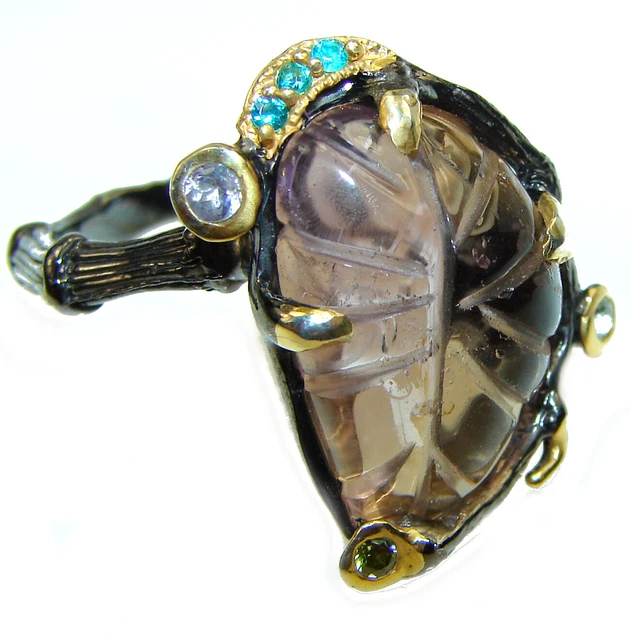 Ametrine 18K Gold over .925 Sterling Silver handcrafted Ring size: 8 1/4