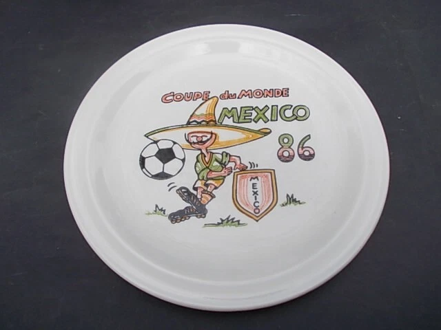 Rare assiette officielle PIQUE mascotte Mundial Mexico 86 football foot Maradona