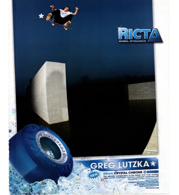 Gerahmtes Skateboardbild/Werbung 11X9" Ricta Raddynamik: Greg Lutka