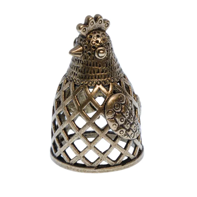 Thimble CHICKEN BIRD Rooster Openwork Solid Brass Metal Russian Style Souvenir