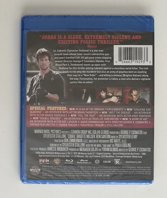 COBRA - CE (Blu-ray) Region A Stallone Cosmatos Scream Factory 1986 ...