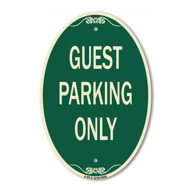 Designer Series Oval - Guest Parking Only | Green & Tan Heavy-Gauge Aluminum