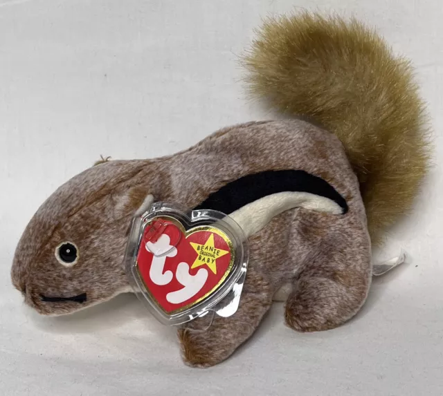 Ty Beanie Baby CHIPPER Chipmonk tag In Protector,  Ex Con. sale supports charity