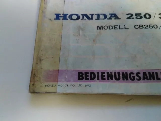 Honda CB 250 350 CB250 CB350 1972 Bedienungsanleitung Fahrer-Handbuch 3