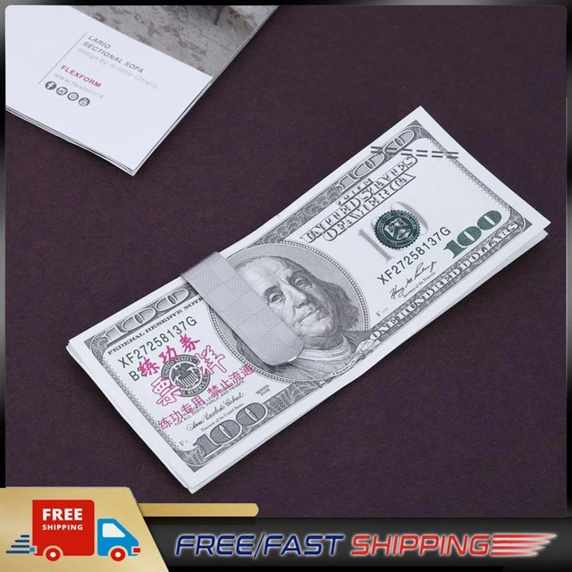 Stainless Steel Credit Card Holder Mini Plaid Book Clip Durable for Men Business