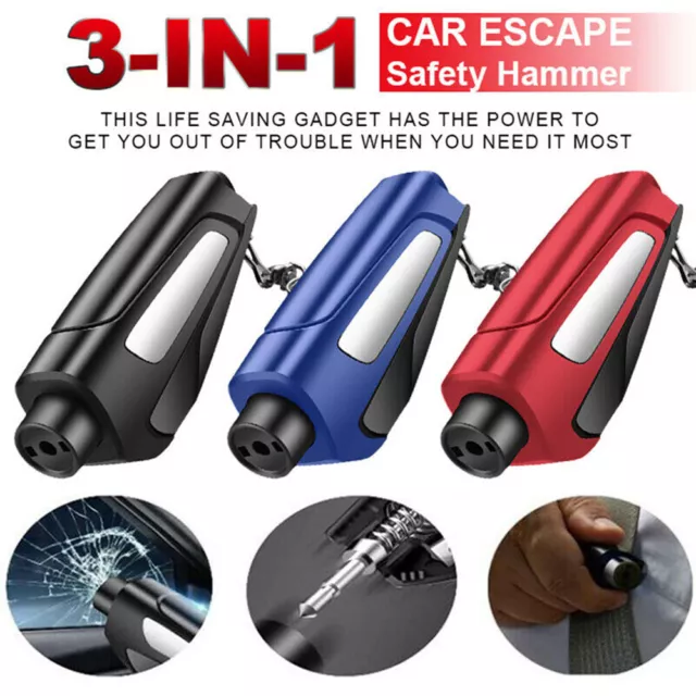 3 in 1 Portable Car Safety Escape Window Breaker Seat Belt Hammer Keychain Mini 2