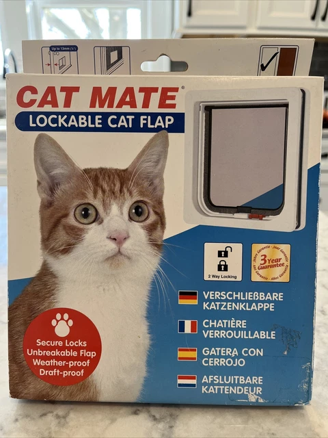 Solapa Cat Mate Cat - Puerta blanca con cerradura de 2 vías para gato