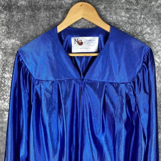 Graduation Cap Gown Men L/XL 6'3"-6'5" Royal Blue Mortarboard Costume Theater