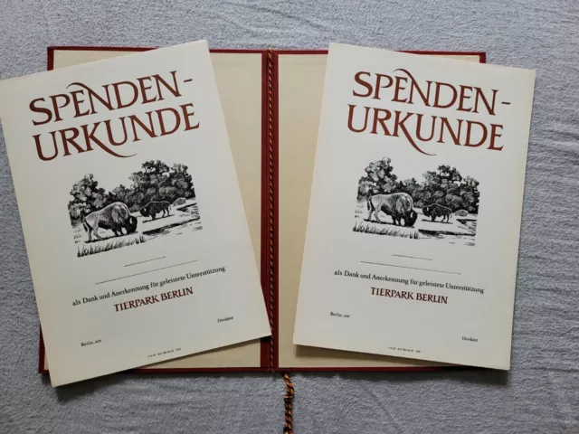 Tierpark Berlin Ddr Urkundenmappe Blanco Spendenurkunden