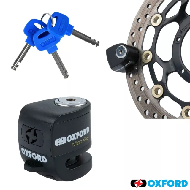 Oxford Micro XA5 Motorrad Roller Hochsicherheit Alarm Scheibenschloss schwarz/schwarz