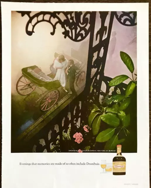 1968 Drambuie Liqueur PRINT AD Evenings Memories Horse Carriage Couple